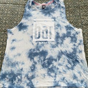 Bar Method blue and white tie dye tank size L